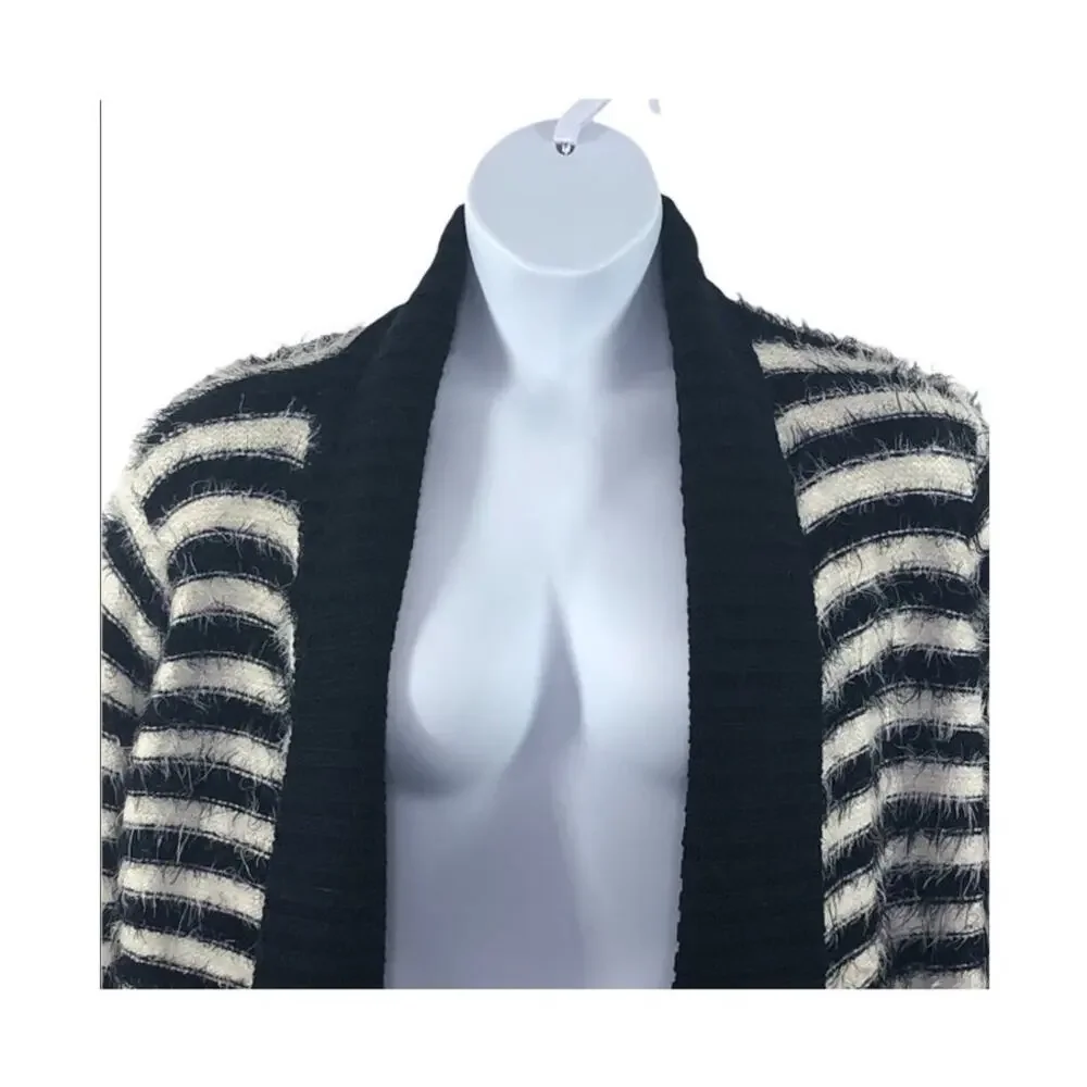 Anthropologie Pleione Eyelash Striped Cardigan NWT Large Open Front